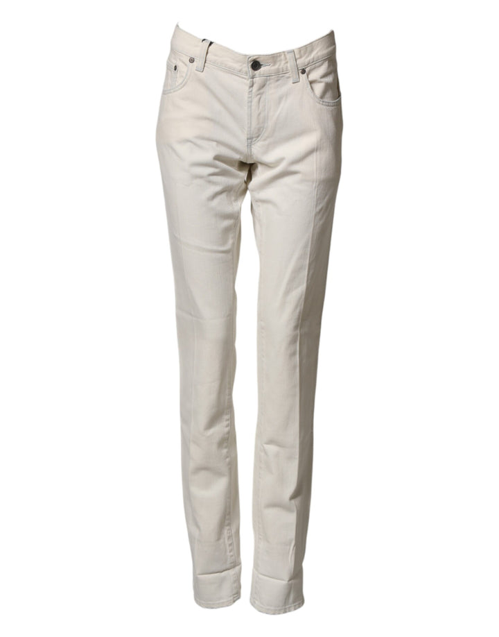 Dolce &amp; Gabbana White Cotton Skinny Denim Trouser Men Jeans
