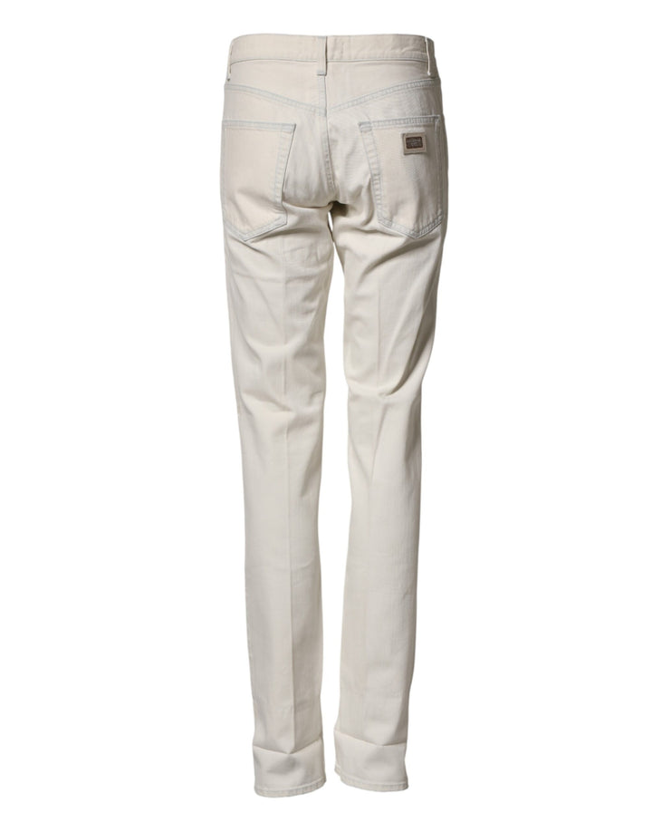 Dolce &amp; Gabbana White Cotton Skinny Denim Trouser Men Jeans