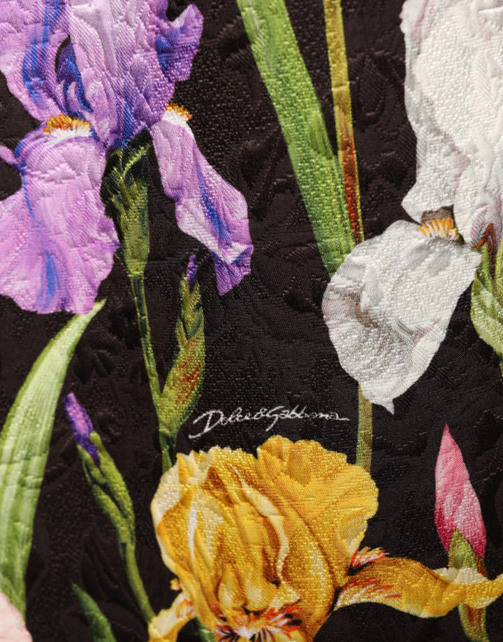 Dolce &amp; Gabbana Black Floral Brocade A-line Mini Dress