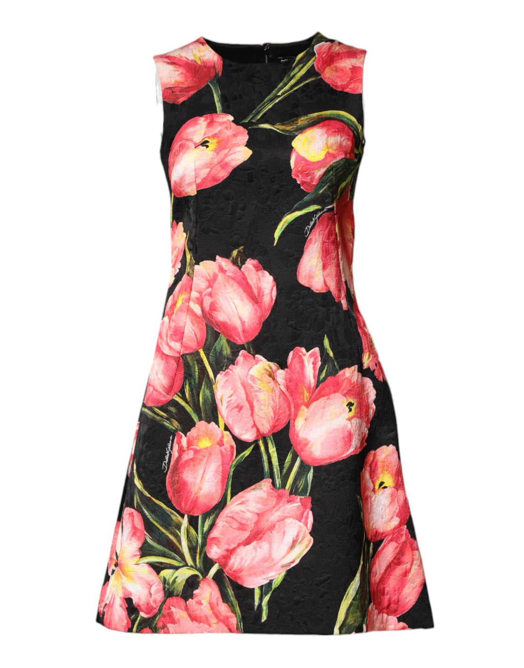 Dolce &amp; Gabbana Black Floral Print Viscose A-line Mini  Dress