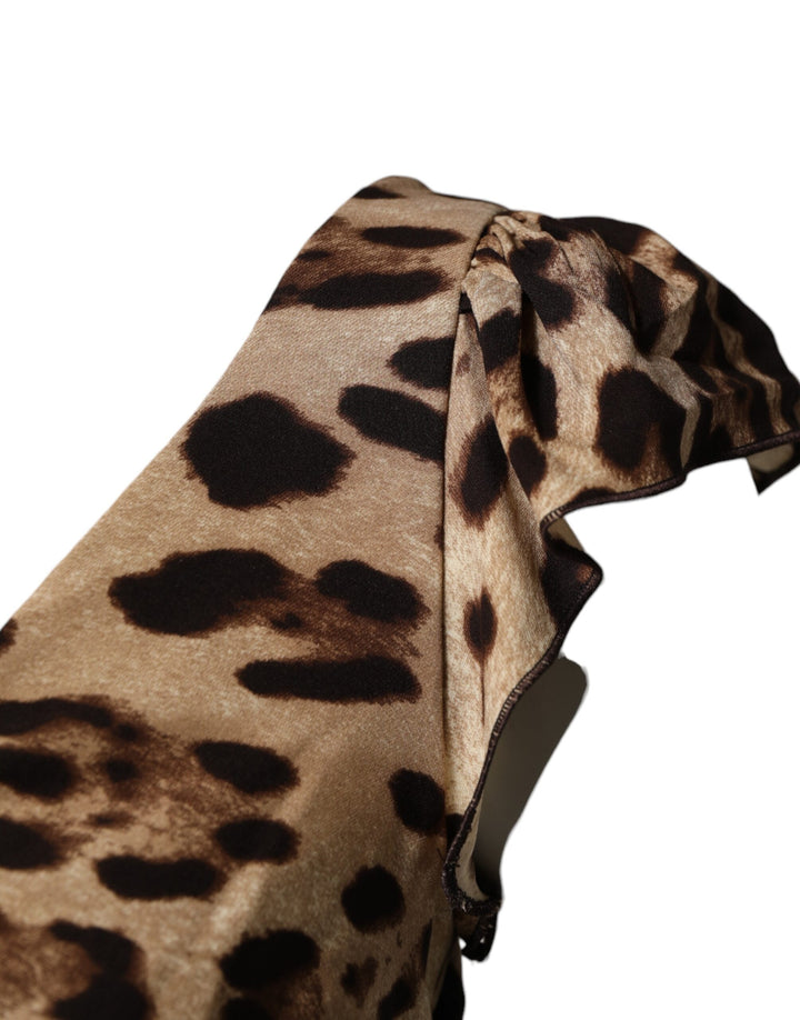 Dolce &amp; Gabbana Brown Leopard Sleeveless Sheath Midi Dress