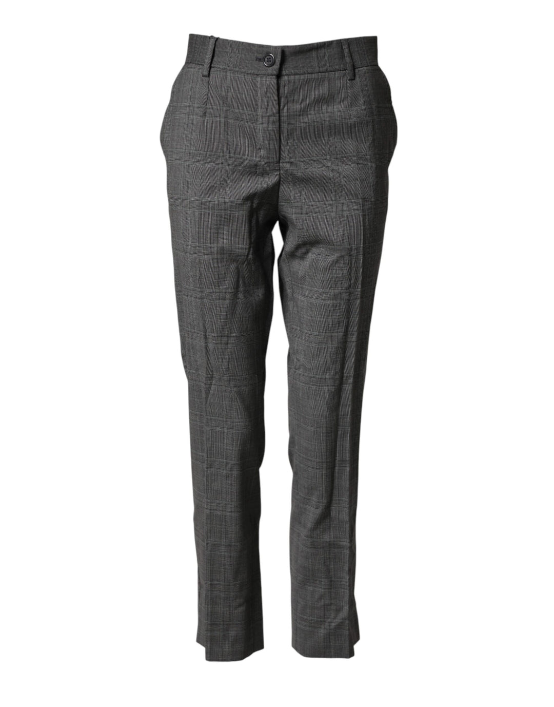 Dolce &amp; Gabbana Dark Gray Check Tartan VirginWool Dress Pants