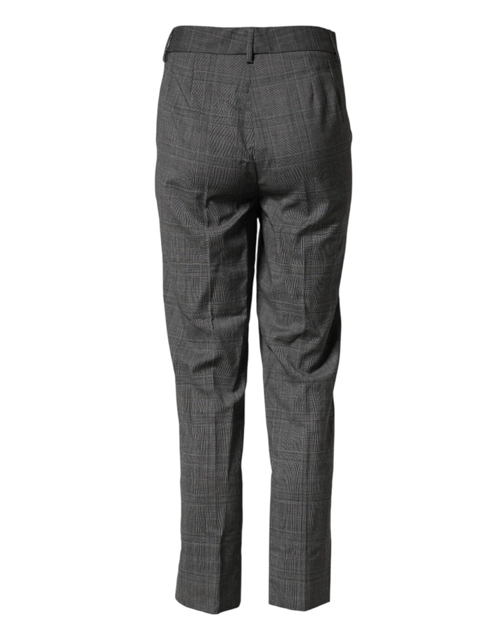 Dolce &amp; Gabbana Dark Gray Check Tartan VirginWool Dress Pants