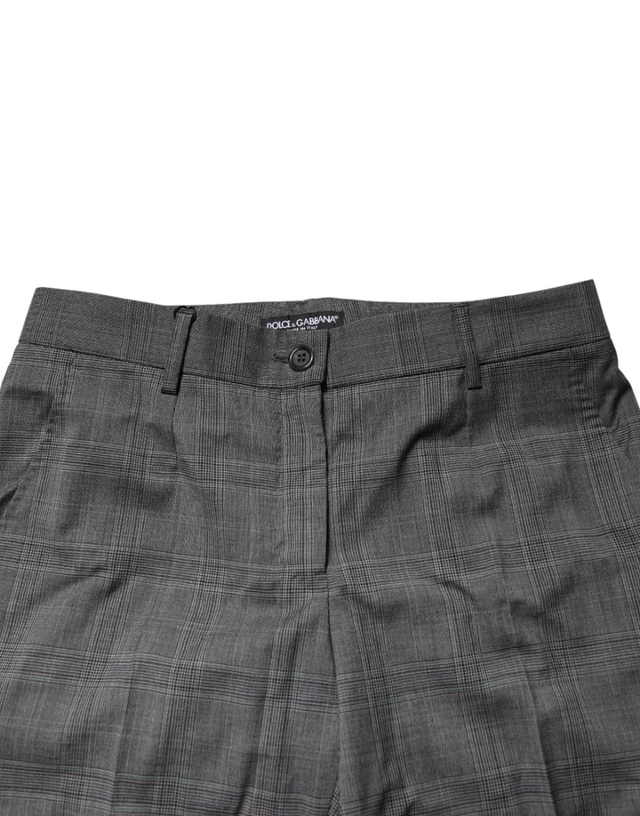 Dolce &amp; Gabbana Dark Gray Check Tartan VirginWool Dress Pants