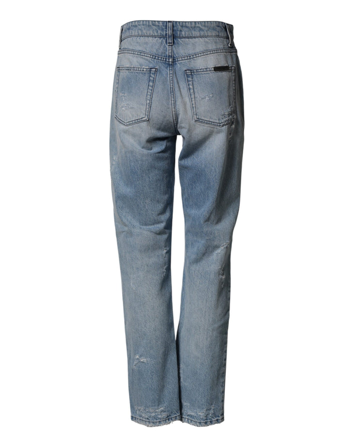 Dolce &amp; Gabbana LightBlue Ripped Washed BOYFRIEND Denim Jeans