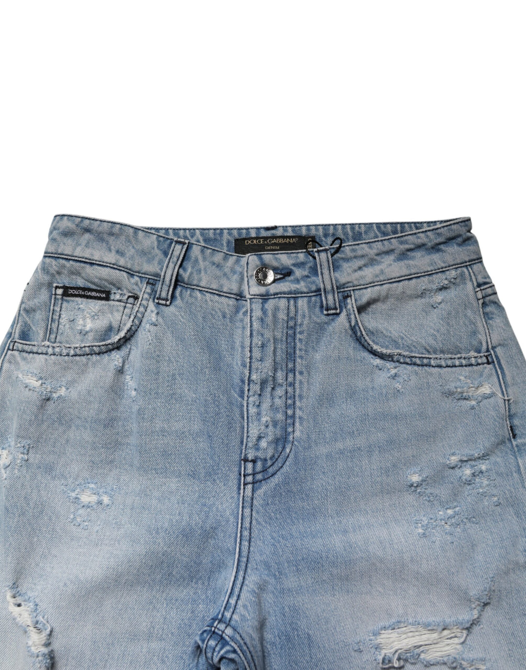 Dolce &amp; Gabbana LightBlue Ripped Washed BOYFRIEND Denim Jeans