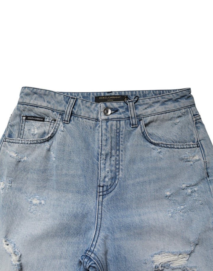 Dolce &amp; Gabbana LightBlue Ripped Washed BOYFRIEND Denim Jeans