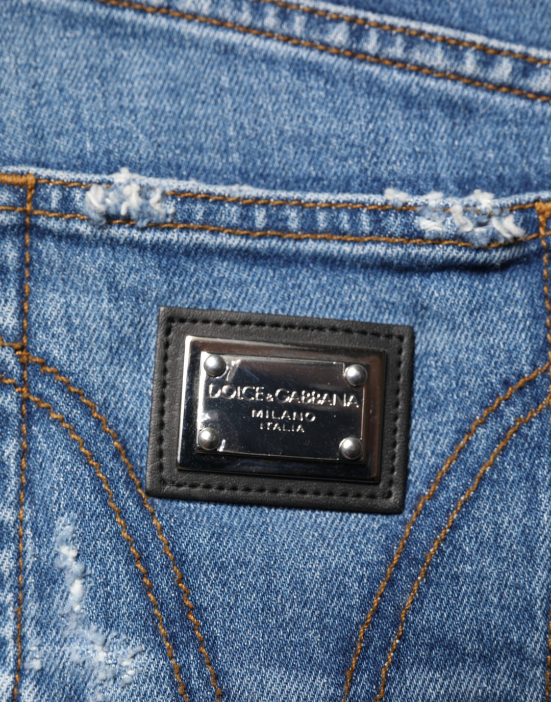 Dolce &amp; Gabbana Blue Distressed Washed Cotton Denim Jeans