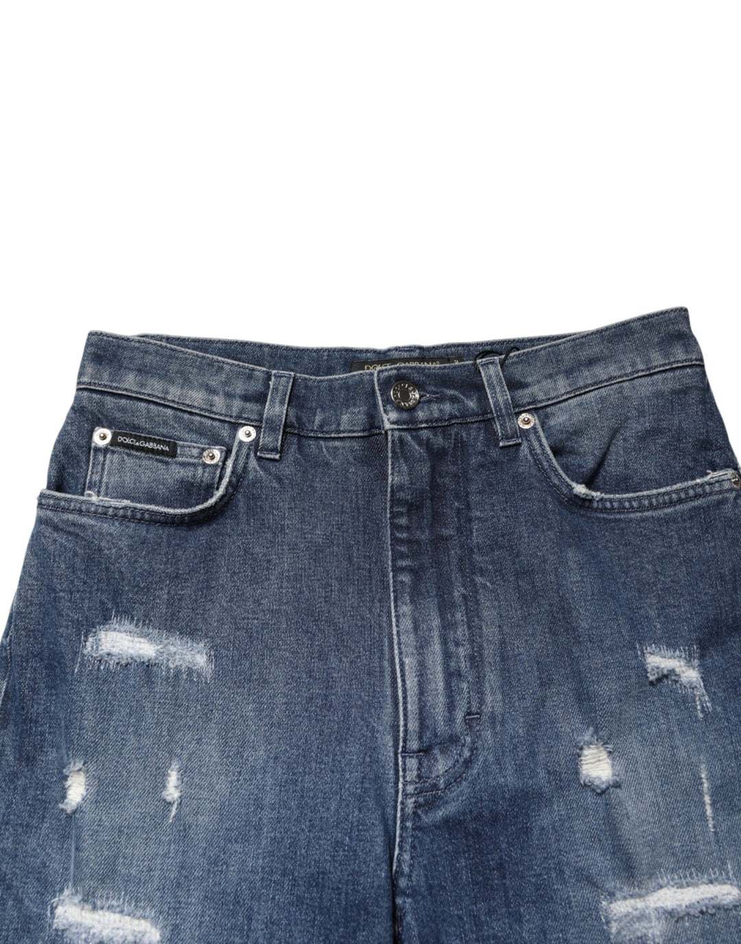 Dolce &amp; Gabbana Blue Distressed Washed Logo GRACE Denim Jeans