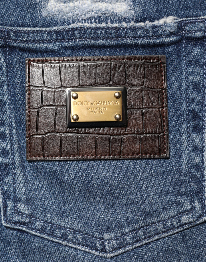 Dolce &amp; Gabbana Blue Distressed Washed Logo GRACE Denim Jeans