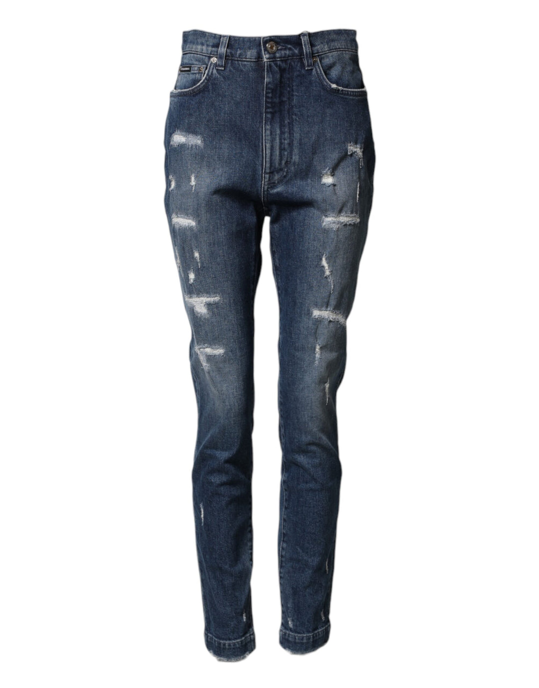 Dolce &amp; Gabbana Blue Distressed Washed Logo GRACE Denim Jeans