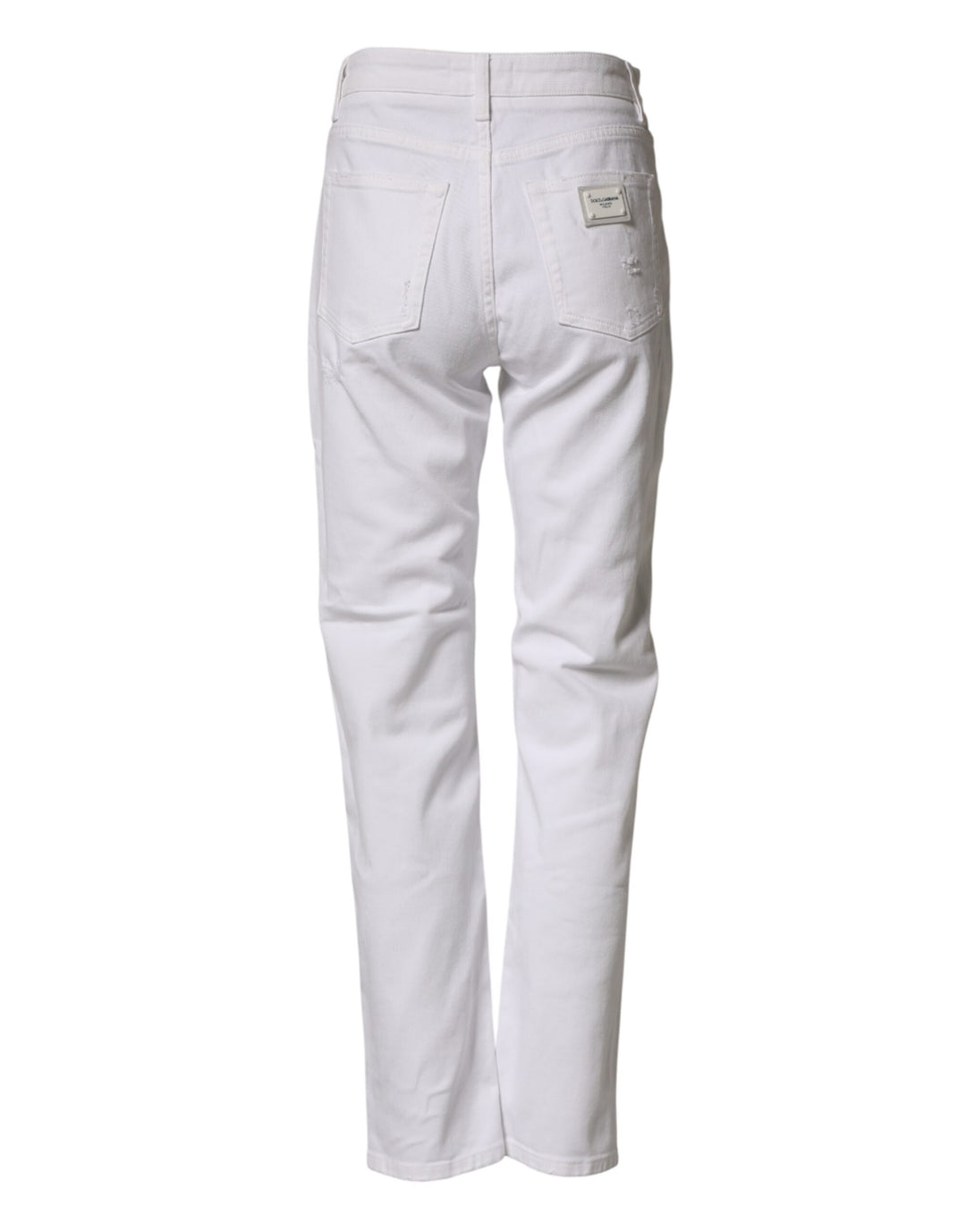 Dolce &amp; Gabbana White Distressed Cotton BOYFRIEND Denim Jeans