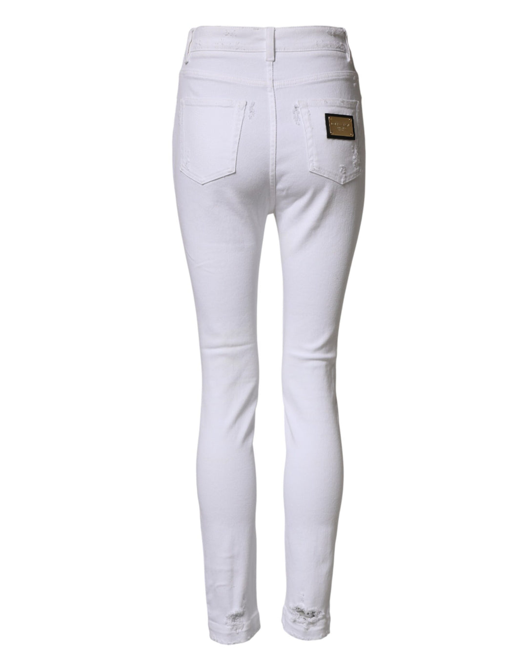 Dolce &amp; Gabbana White Distressed High Waist Denim Jeans