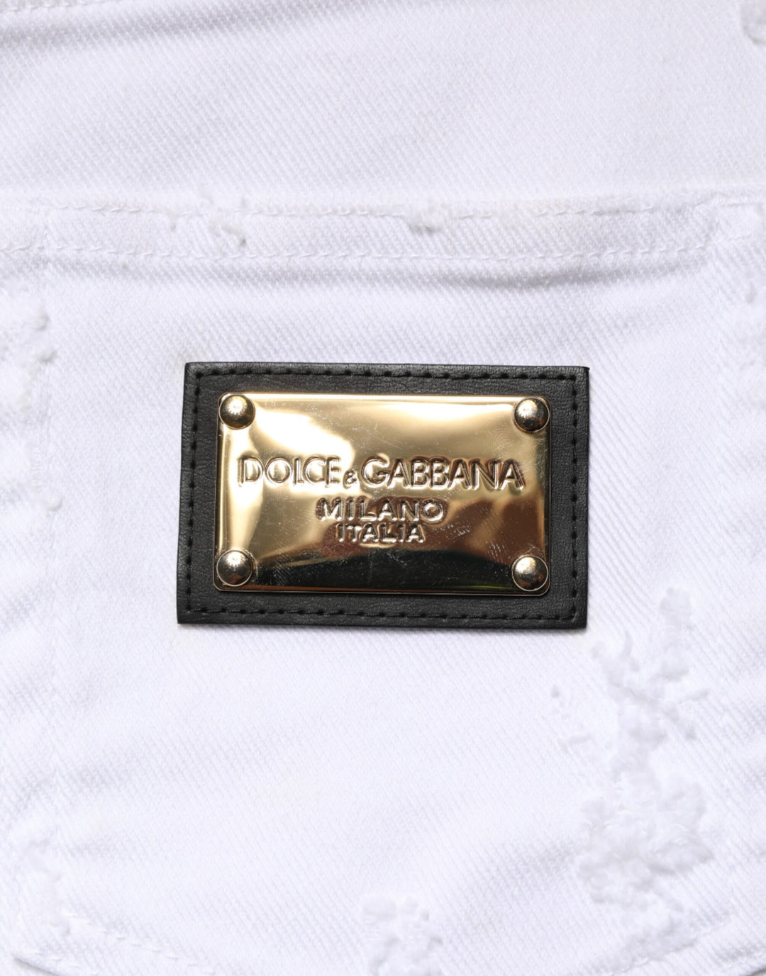 Dolce &amp; Gabbana White Distressed High Waist Denim Jeans