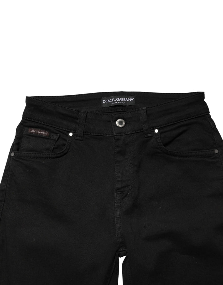 Dolce &amp; Gabbana Black Cotton Skinny Mid Waist Denim Jeans