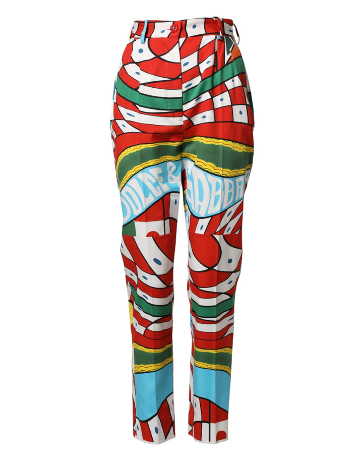 Dolce &amp; Gabbana Multicolor Geometric Pattern Straight Pants