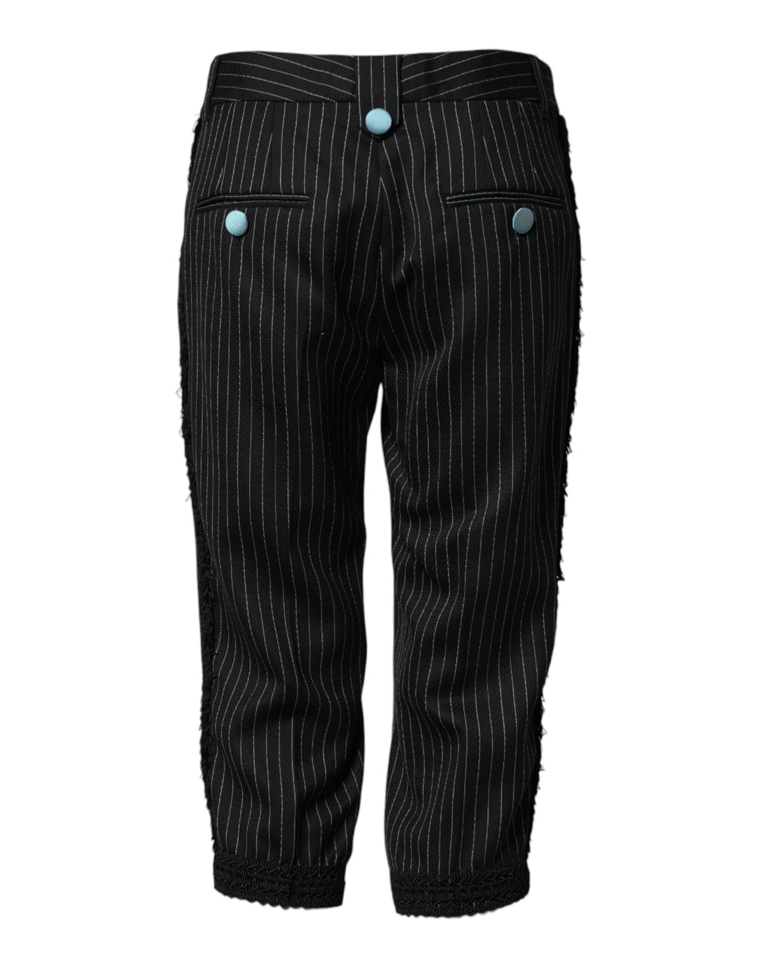 Dolce &amp; Gabbana Black Wool Stripes Cropped Trouser Pants