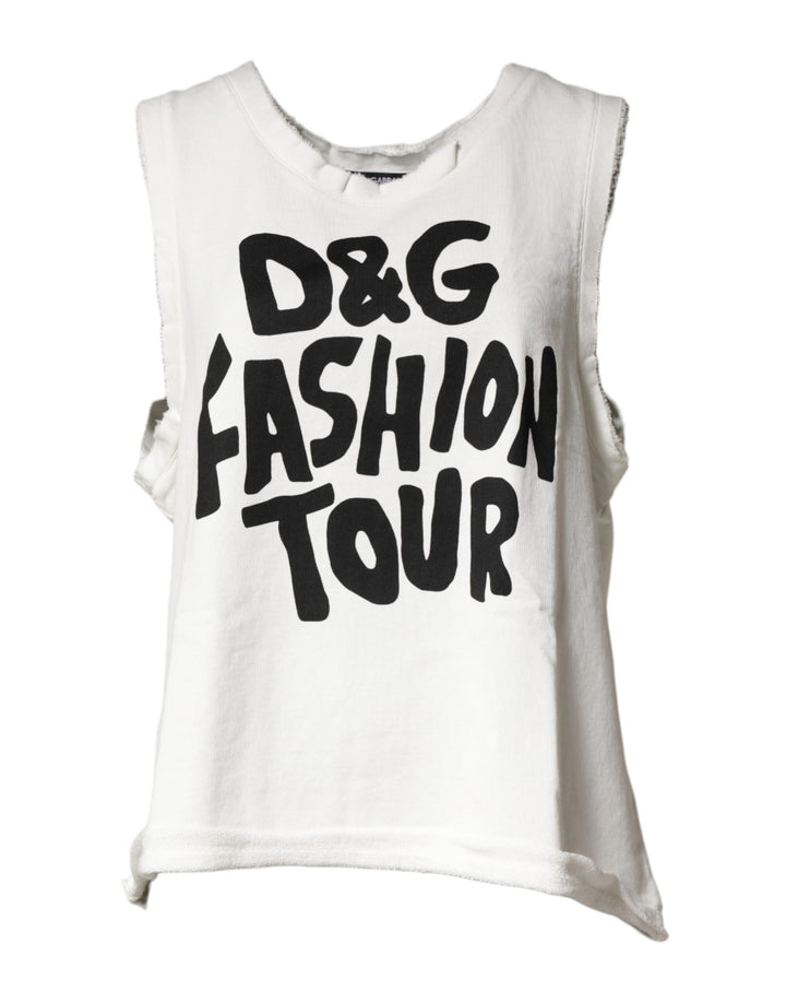 Dolce &amp; Gabbana White Graphic CrewNeck Sleeveless Tank T-shirt
