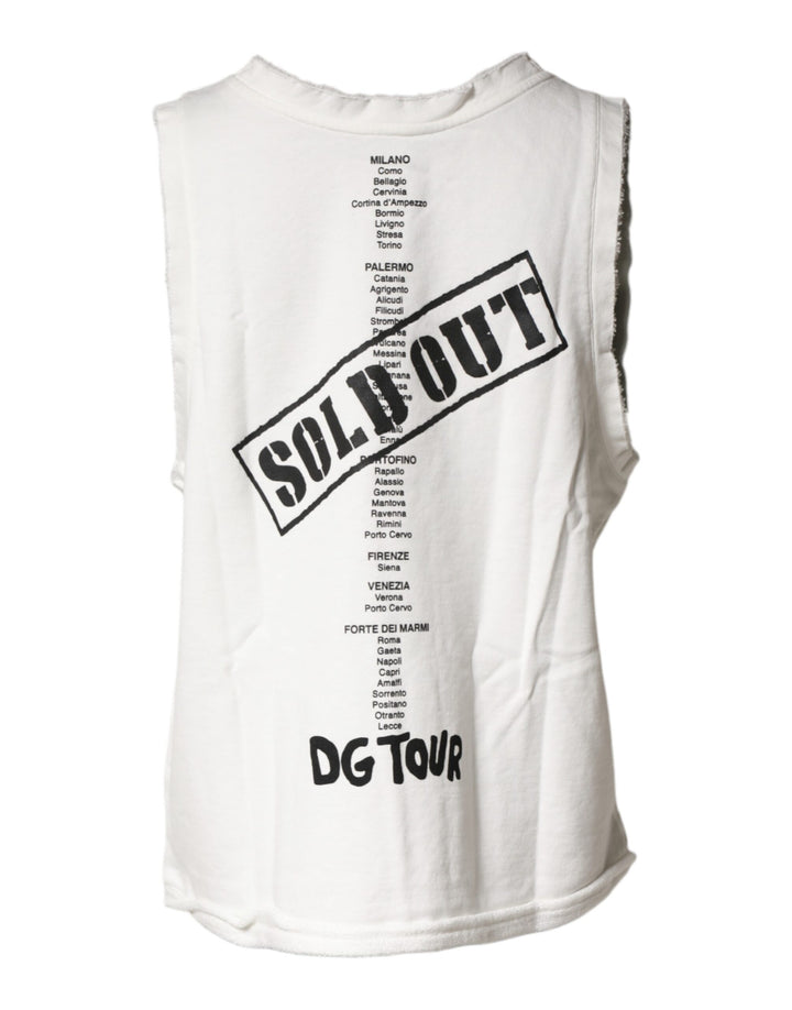 Dolce &amp; Gabbana White Graphic CrewNeck Sleeveless Tank T-shirt