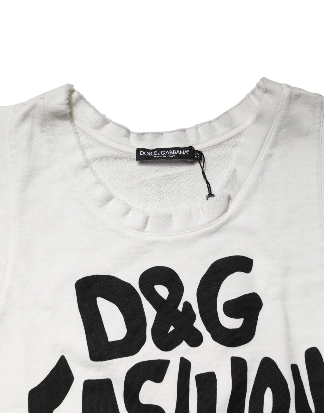 Dolce &amp; Gabbana White Graphic CrewNeck Sleeveless Tank T-shirt