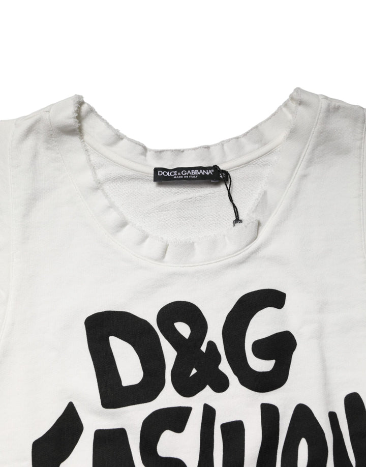 Dolce &amp; Gabbana White Graphic CrewNeck Sleeveless Tank T-shirt