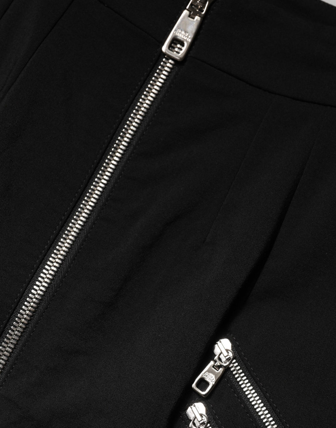 Dolce &amp; Gabbana Black Polyester Zipper High Waist Mini Skirt