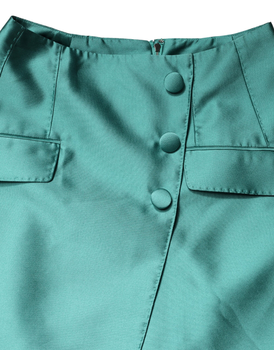 Dolce &amp; Gabbana Green Polyester Button High Waist Mini Skirt