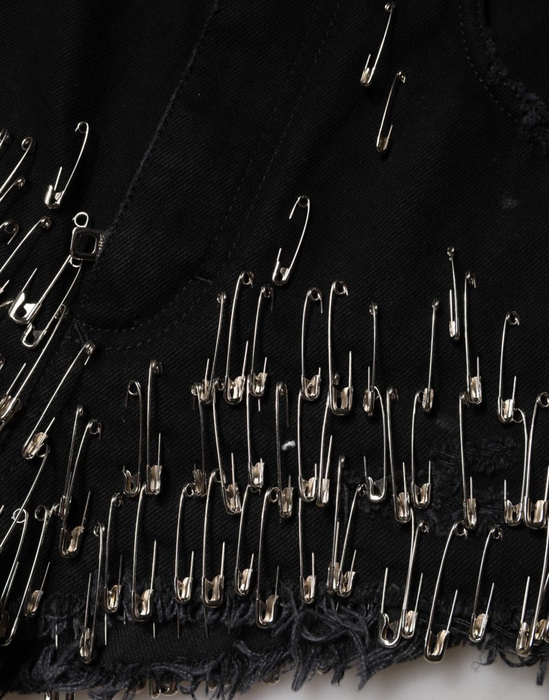 Dolce &amp; Gabbana Black Pins Cotton Denim Hot Pants Shorts