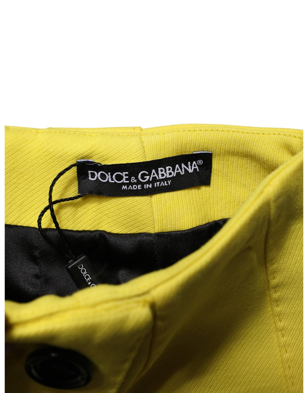Dolce &amp; Gabbana Yellow Wool Buttoned High Waist Mini Skirt