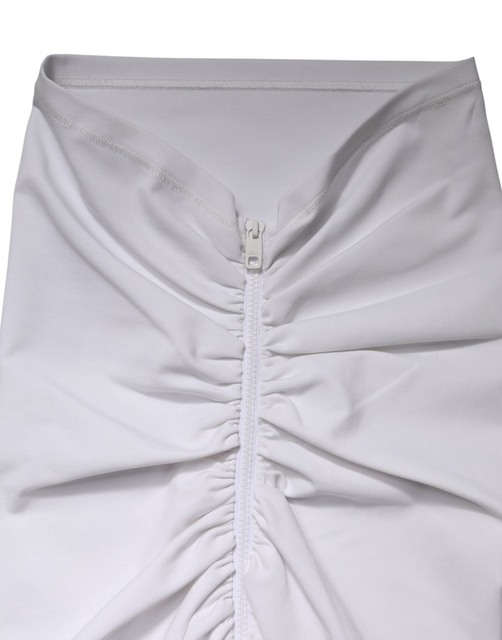 Dolce &amp; Gabbana White Viscose Pencil Cut High Waist Mini Skirt