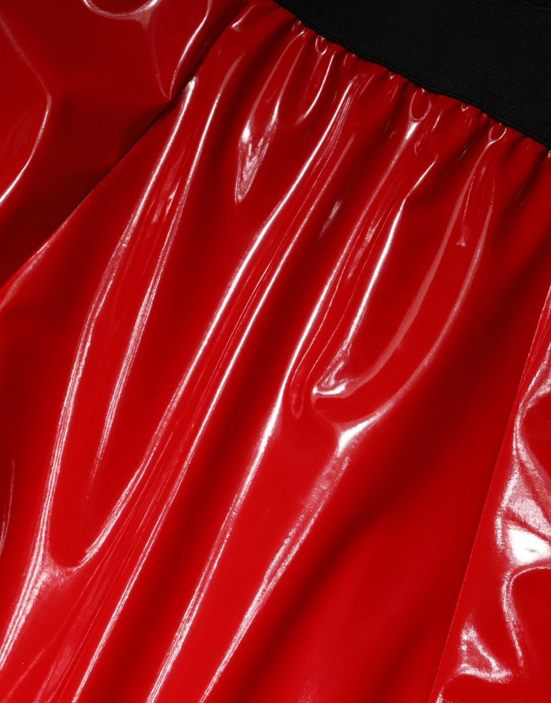 Dolce &amp; Gabbana Glossy Red Polyester High Waist Midi Skirt