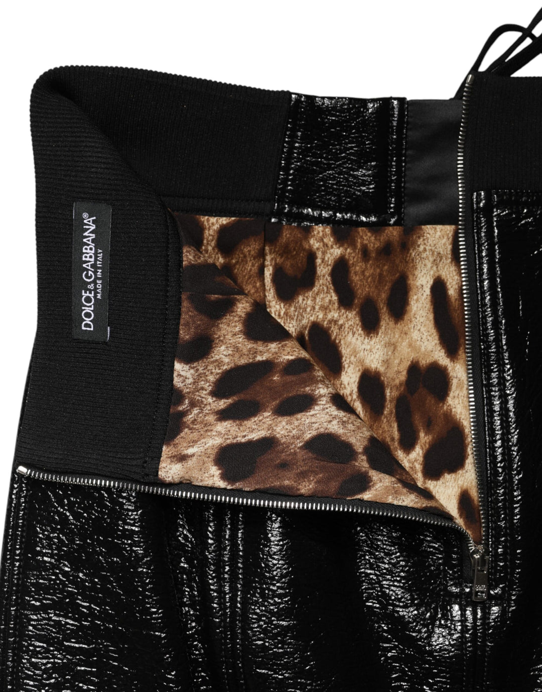 Dolce &amp; Gabbana Black Nylon Eyelet Detail Coated Mini Skirt