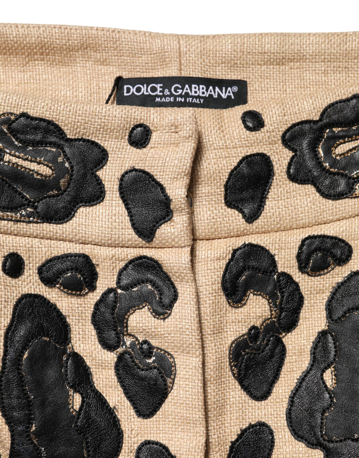 Dolce &amp; Gabbana Beige Leopard Nylon Bermuda Mini Shorts