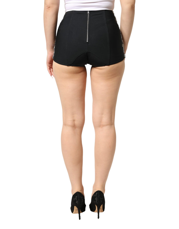 Dolce &amp; Gabbana Multicolor Embellished High Waist Hot Pants Shorts