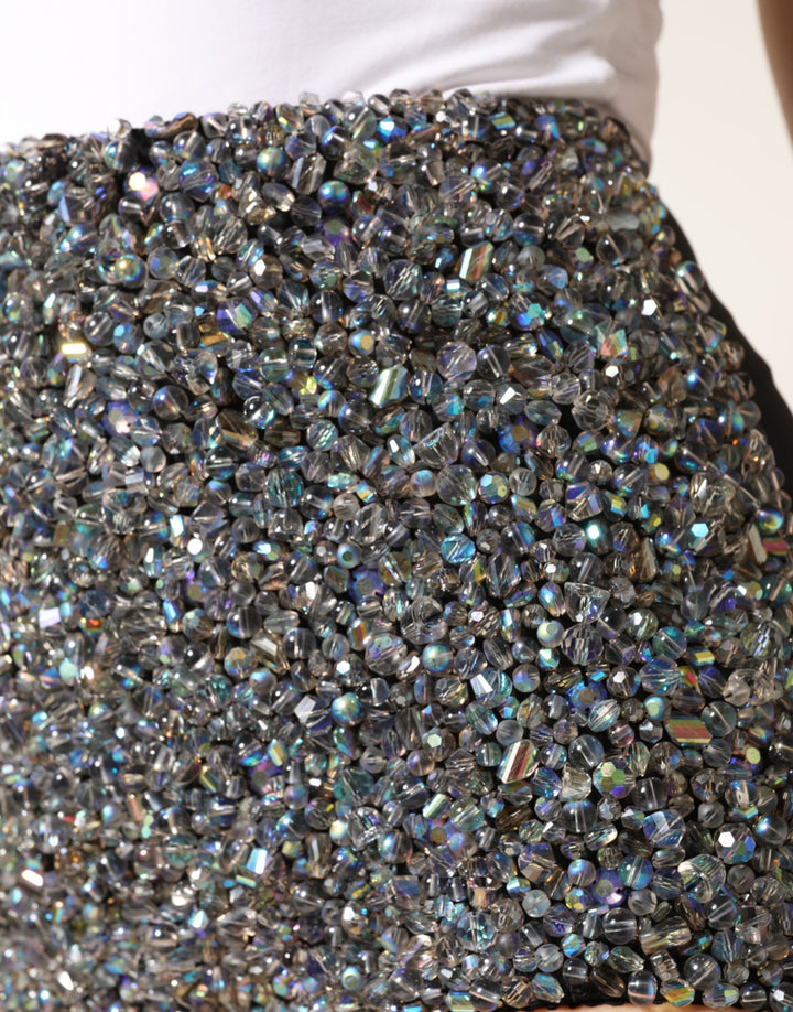 Dolce &amp; Gabbana Multicolor Embellished High Waist Hot Pants Shorts