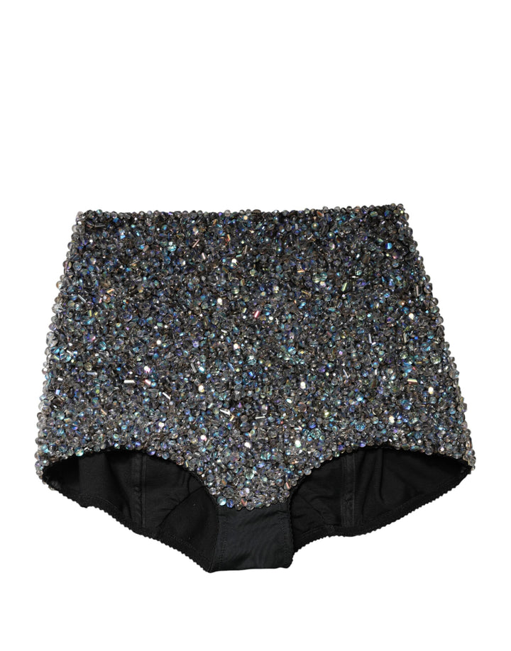 Dolce &amp; Gabbana Multicolor Embellished High Waist Hot Pants Shorts