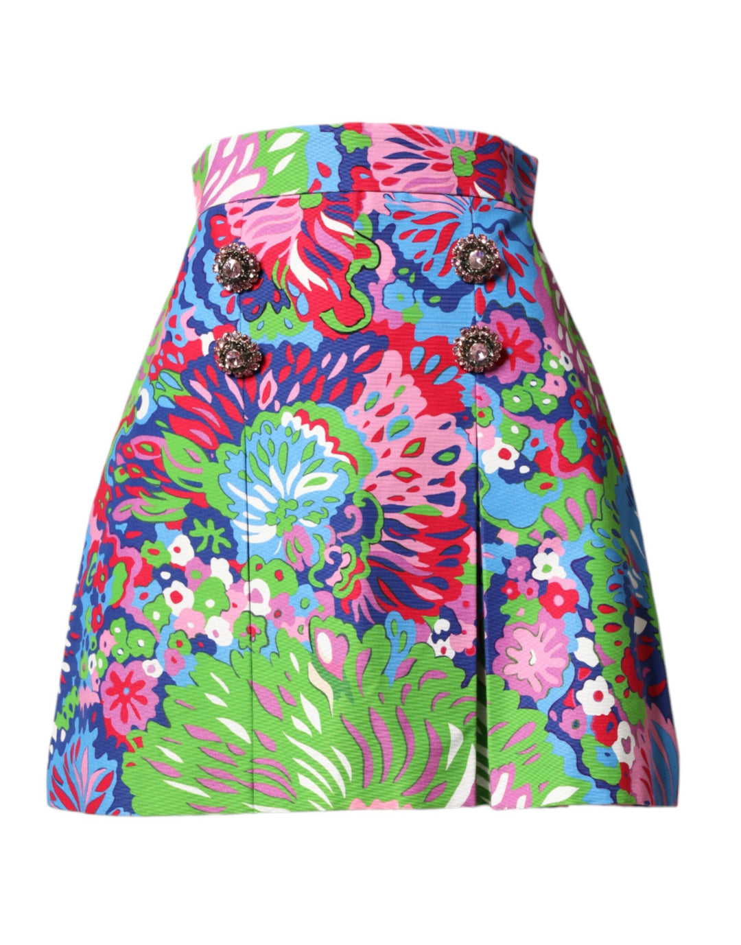 Dolce &amp; Gabbana Multicolor Floral Buttoned High Waist Mini Shorts