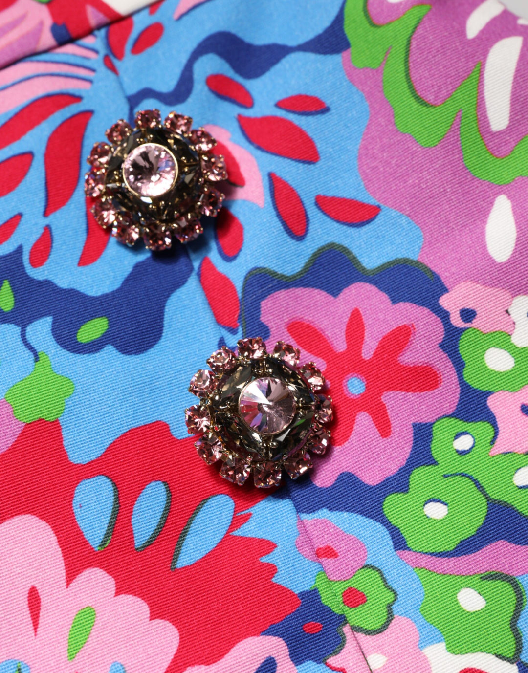 Dolce &amp; Gabbana Multicolor Floral Buttoned High Waist Mini Shorts