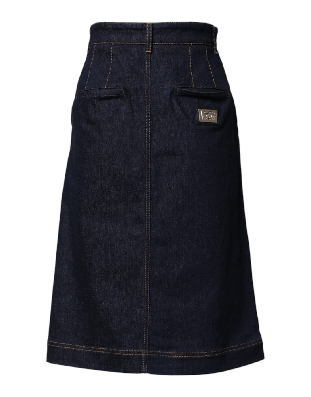 Dolce &amp; Gabbana Dark Blue Cotton A-line Denim Midi Skirt