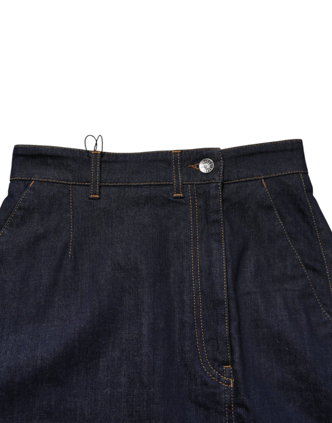 Dolce &amp; Gabbana Dark Blue Cotton A-line Denim Midi Skirt