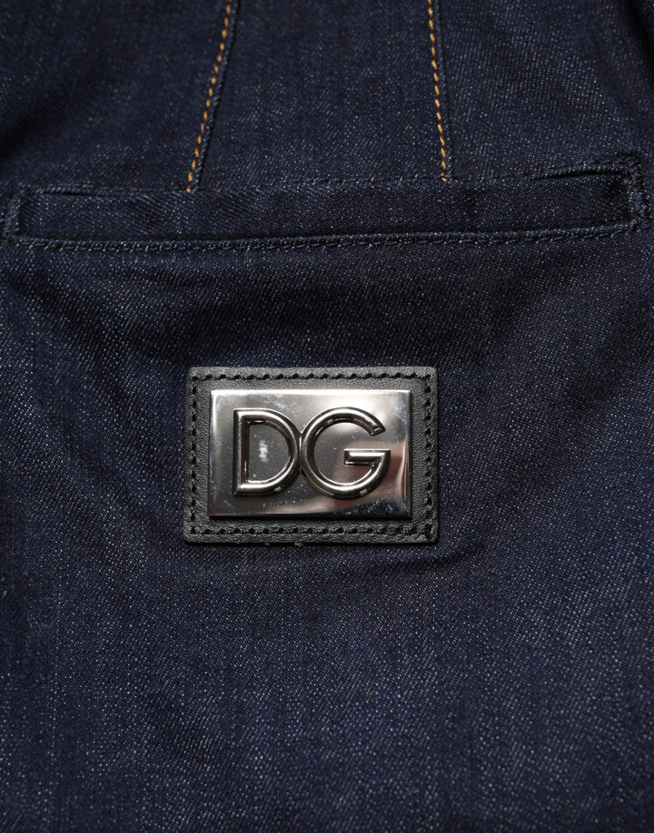 Dolce &amp; Gabbana Dark Blue Cotton A-line Denim Midi Skirt
