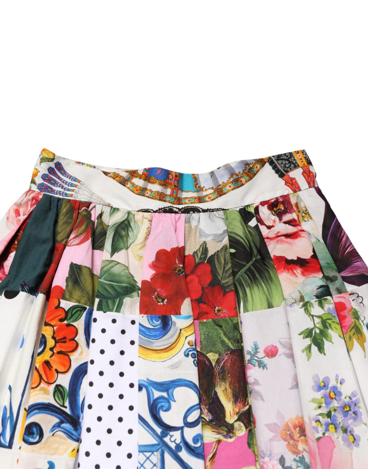 Dolce &amp; Gabbana Multicolor Patchwork High Waist Midi Skirt