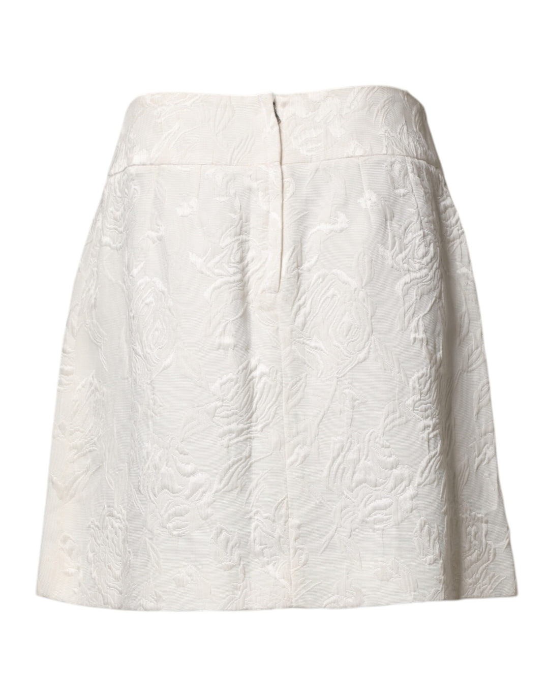Dolce &amp; Gabbana White Floral Brocade High Waist Mini Skirt