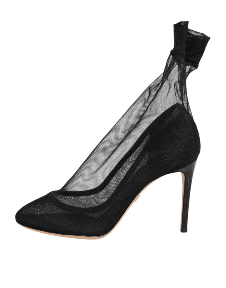 Dolce &amp; Gabbana Black Nylon Stretch Mesh Sock Boots  Shoes