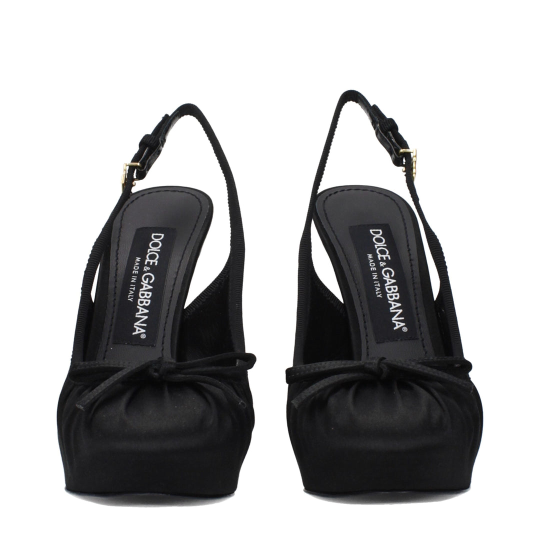 Dolce &amp; Gabbana Black Satin High Heel Pumps