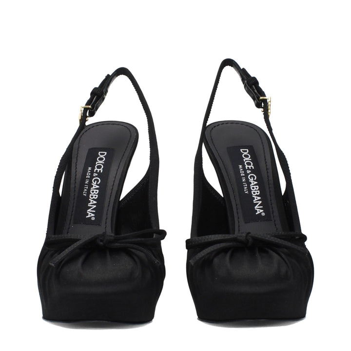 Dolce &amp; Gabbana Black Satin High Heel Pumps