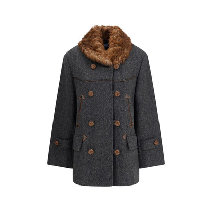 Prada Gray Fleece Wool Coat