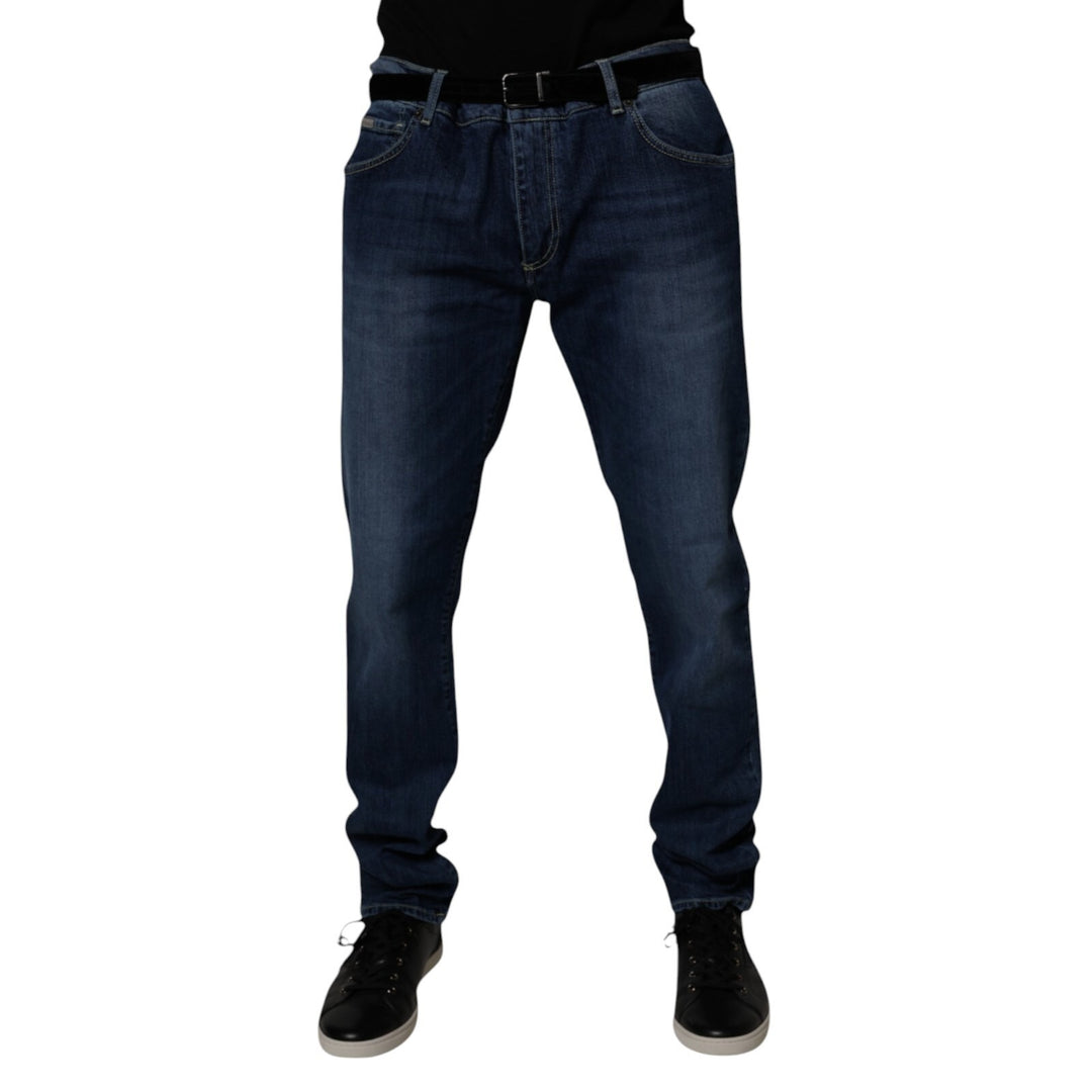 Dolce &amp; Gabbana Blue Washed Cotton Stretch SkinnyDenim Jeans