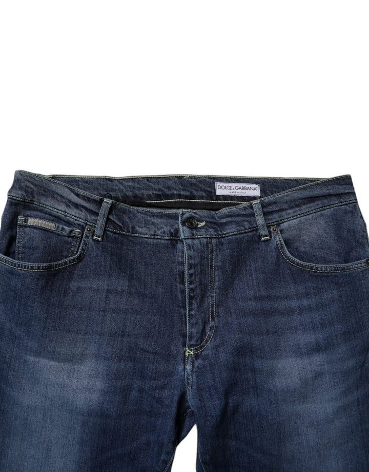 Dolce &amp; Gabbana Blue Washed Cotton Stretch SkinnyDenim Jeans