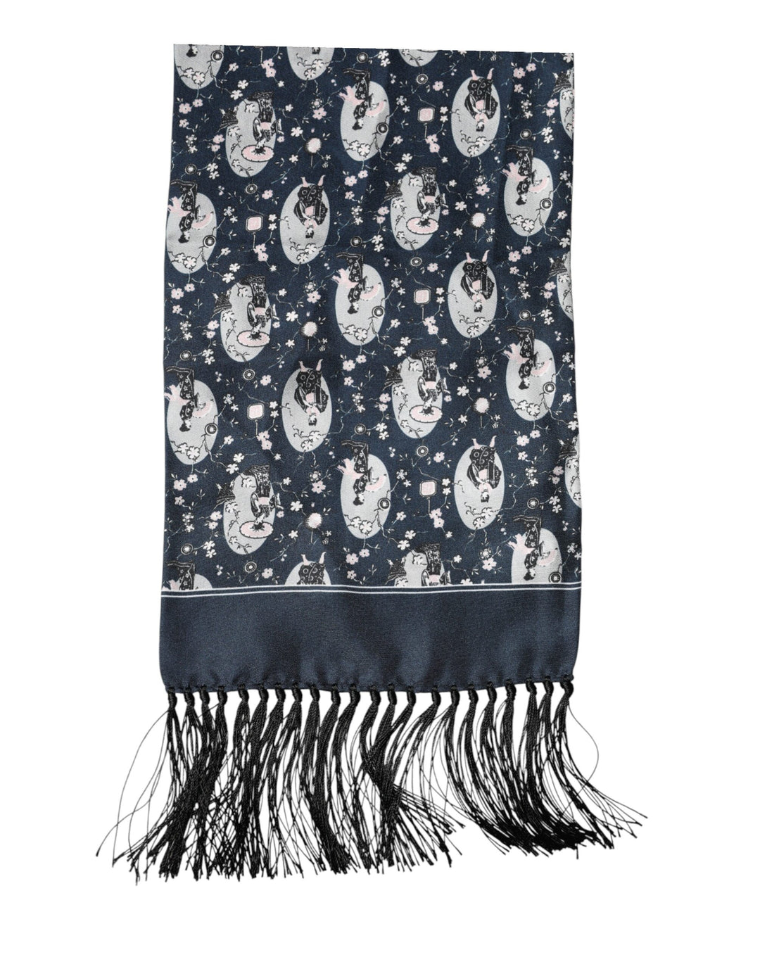 Dolce &amp; Gabbana Navy Blue Silk Neck Wrap Shawl Men Scarf